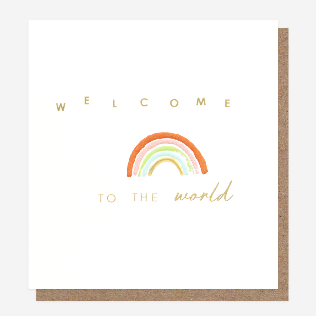 new baby card with rainbow to welcome the little one