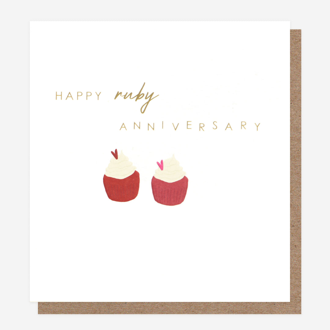 ruby anniversary card with cupcakes