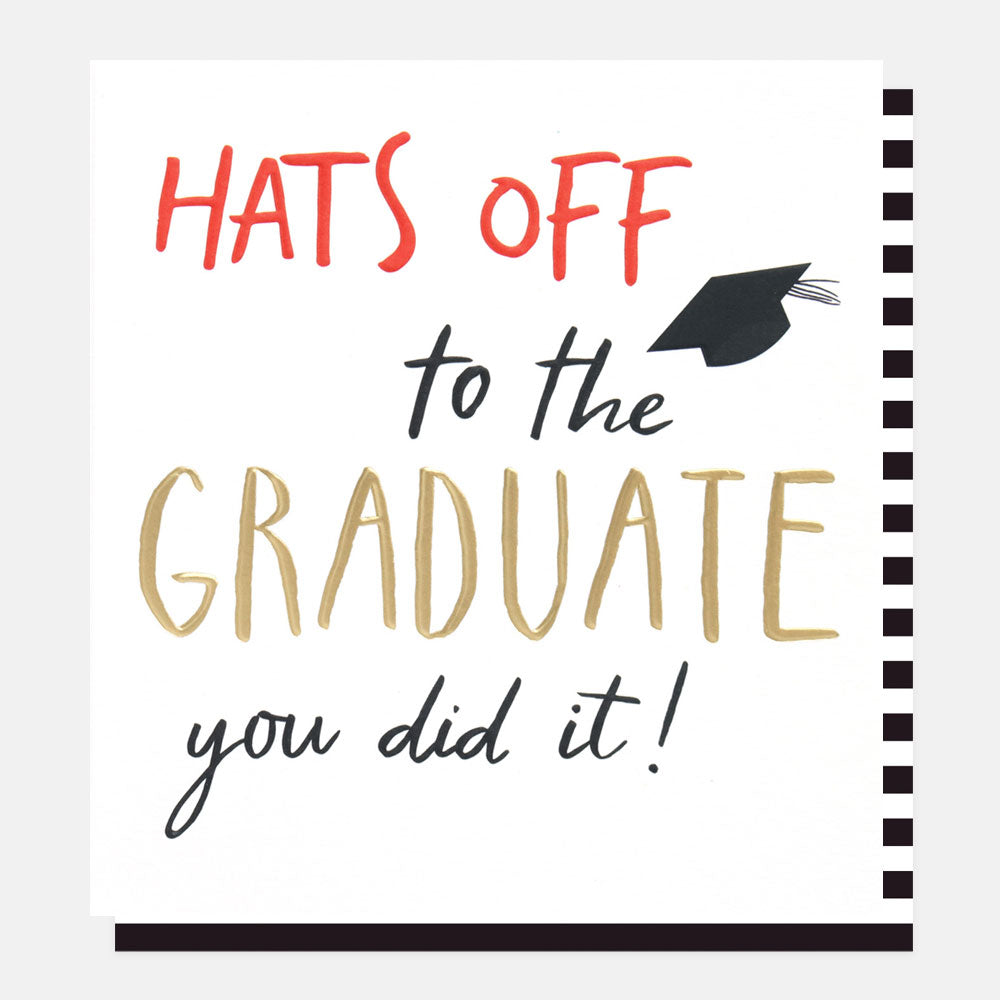 hats off to the graduate graduation card with gold foil lettering 