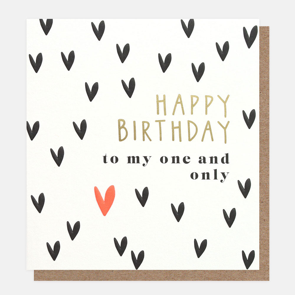 Black & Red Hearts To My One And Only Birthday Card