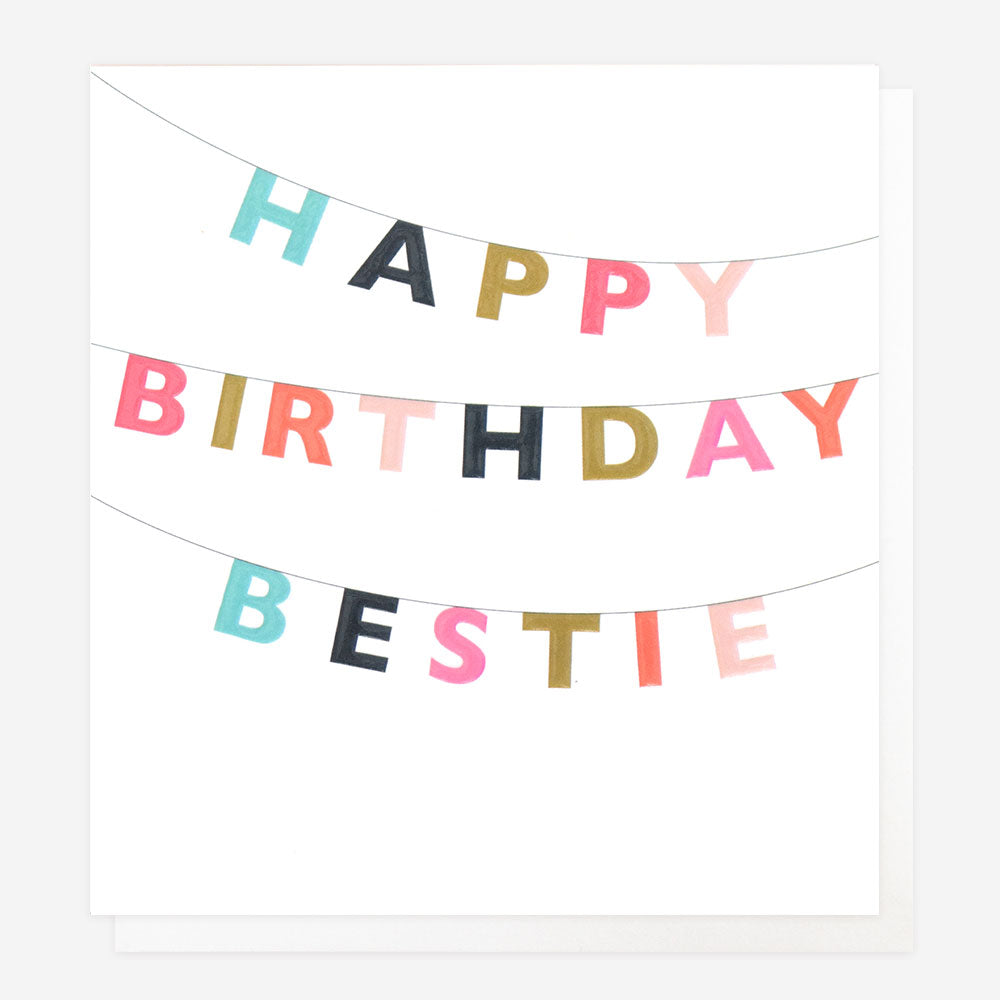 colour bunting happy birthday bestie card for your best friend