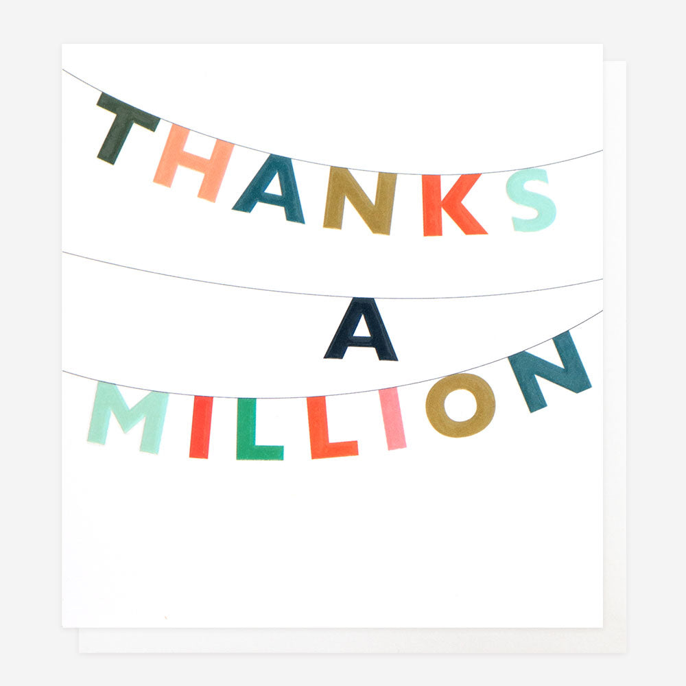 colourful bunting thanks a million thank you card