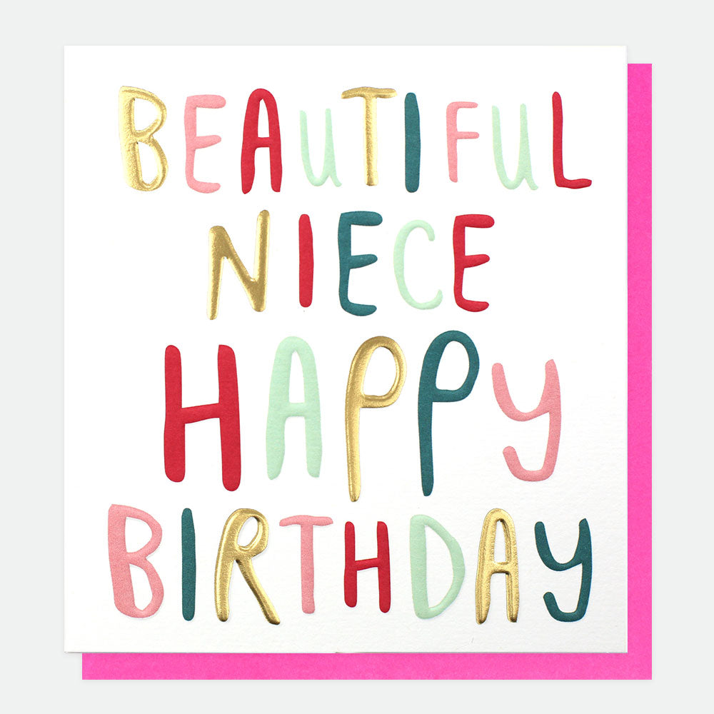 bold text beautiful niece happy birthday card