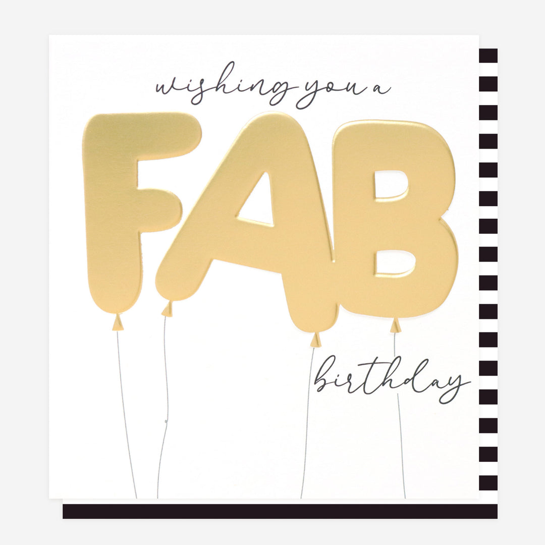 wishing you a fab birthday card with gold letters