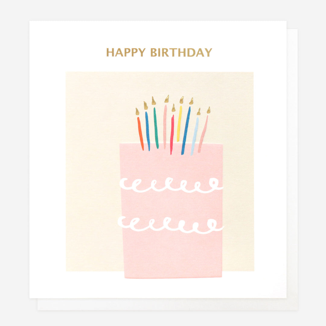 happy birthday card for her with pink cake