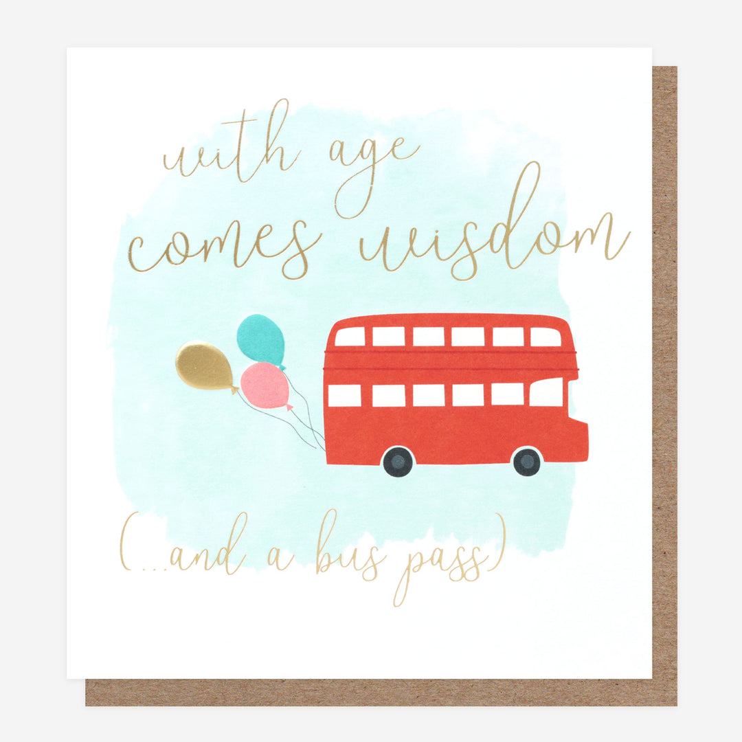 fun birthday card with red London bus 