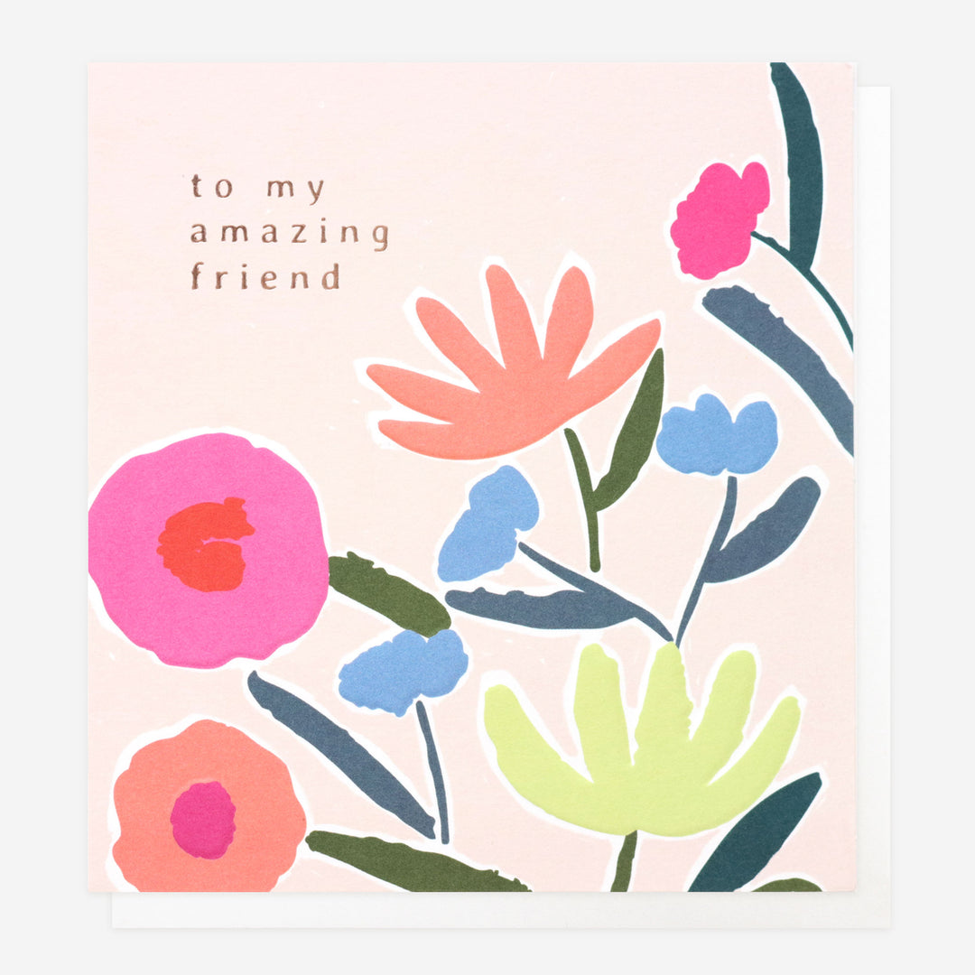 card for friend with colourful flowers