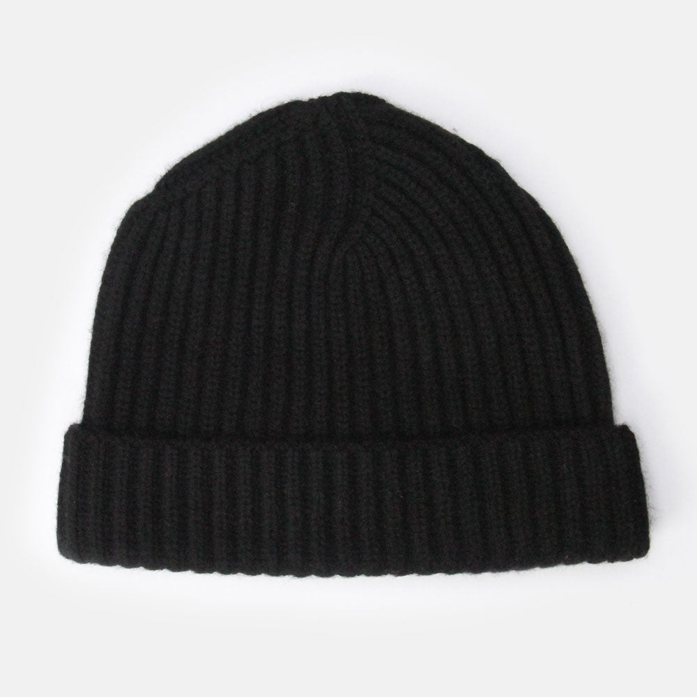 Black Cashmere Rib Hat