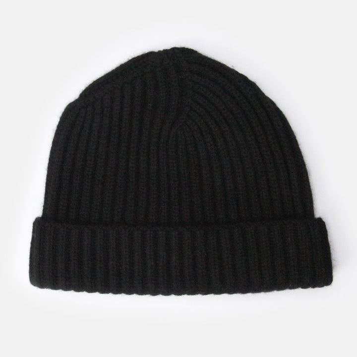 Black Cashmere Rib Hat