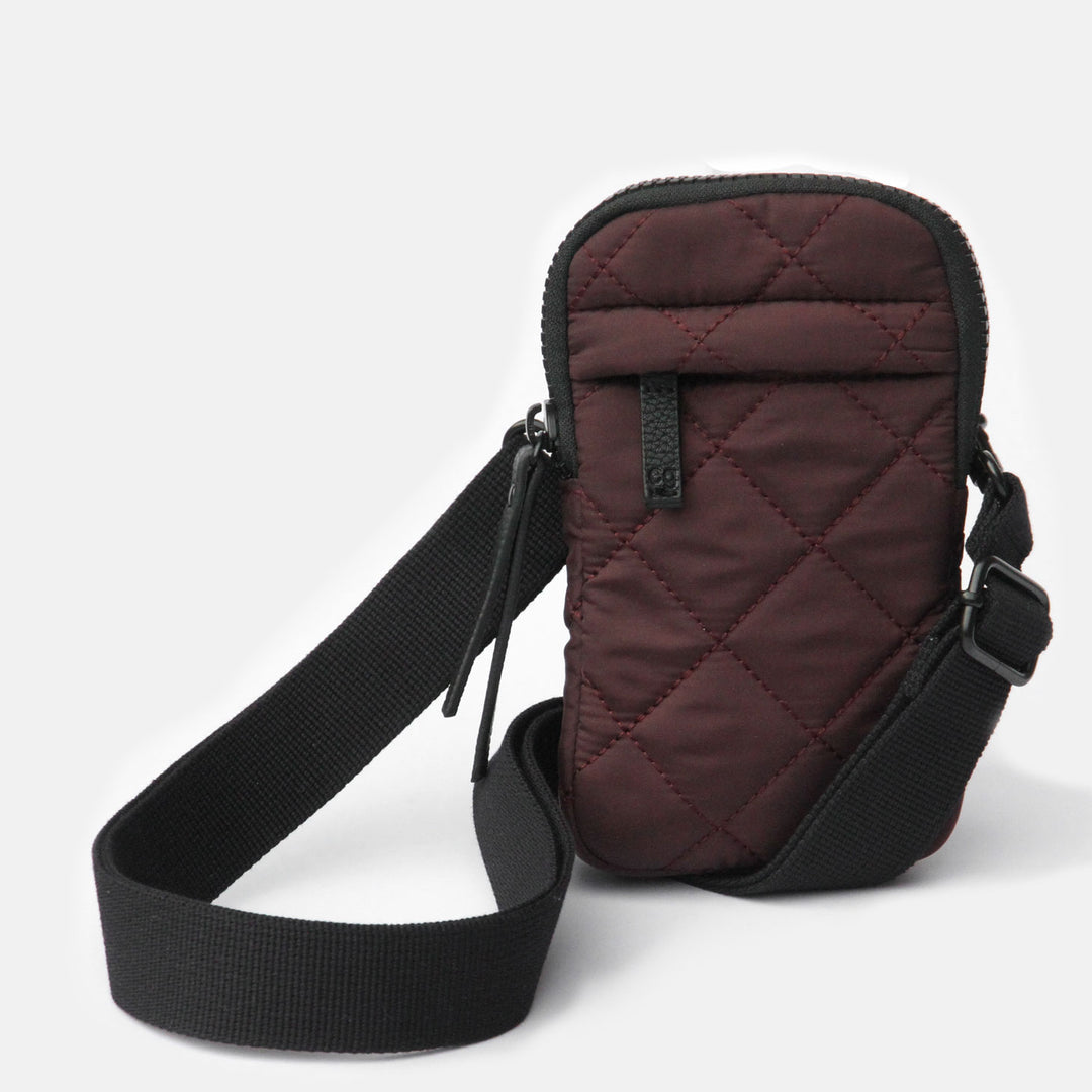 burgundy quilted phone bag