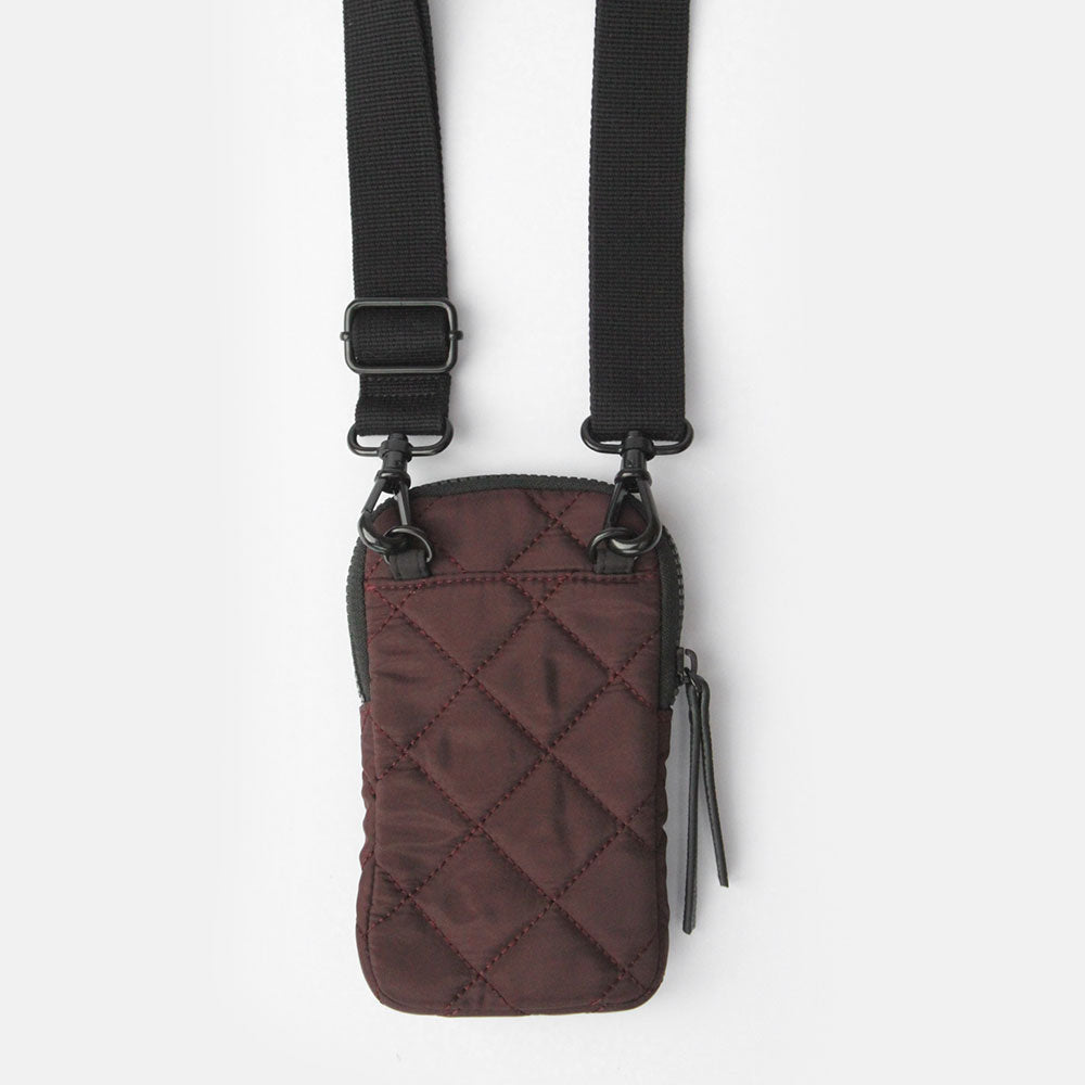 burgundy quilted phone bag