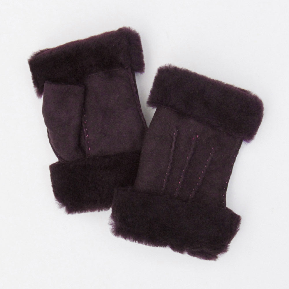 Burgundy Shearling Wrist Warmers, Red Sheepskin Wrist Warmers Gloves, 1