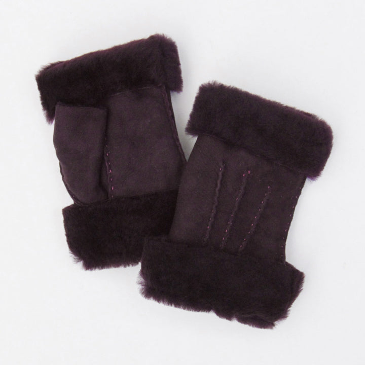 Burgundy Shearling Wrist Warmers, Red Sheepskin Wrist Warmers Gloves, 1