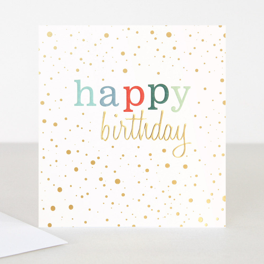 gold foil confetti happy birthday card