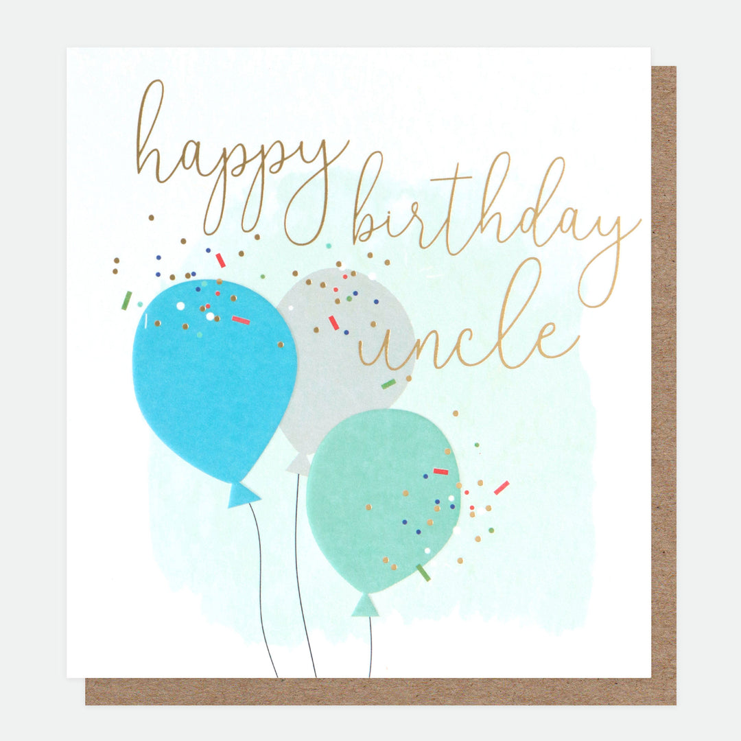 colourful balloons & confetti happy birthday uncle card