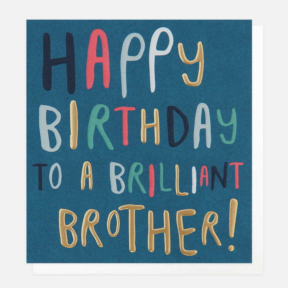 blue happy birthday to a brilliant brother card