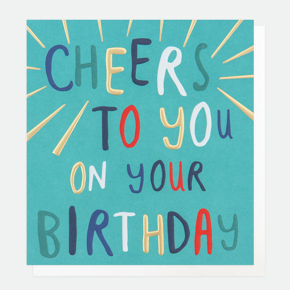 bold text cheers to you on your birthday card
