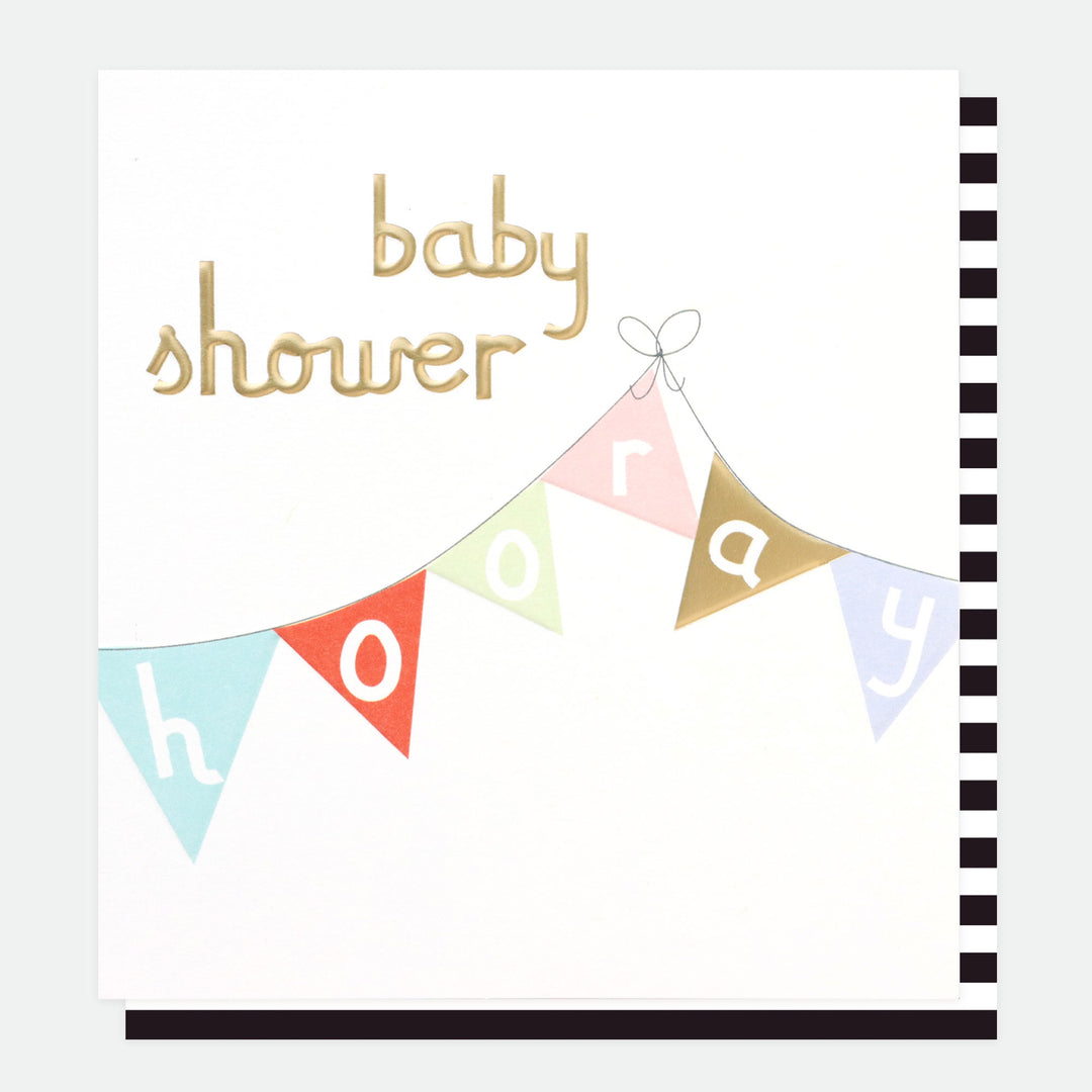 Bunting New Baby Card, Colour Coded, For Her, Single Cards