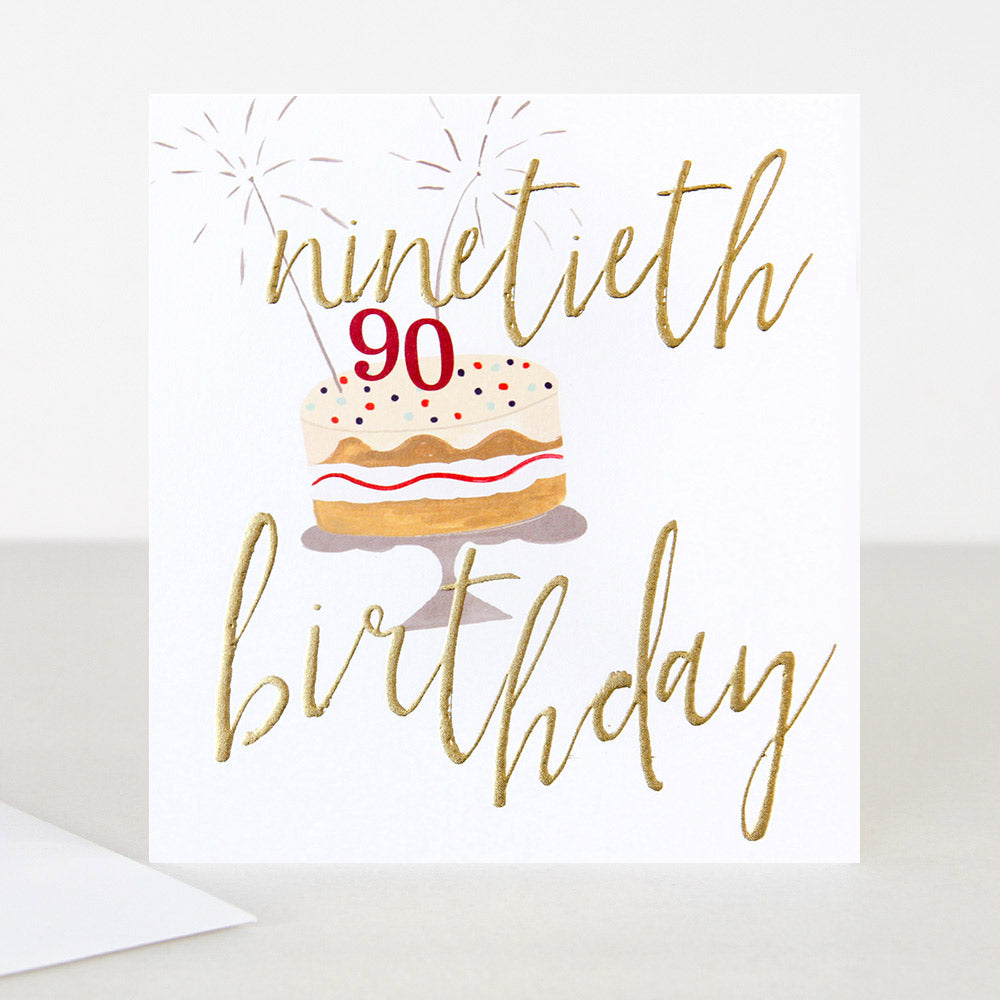 cake with sparklers ninetieth 90th birthday card