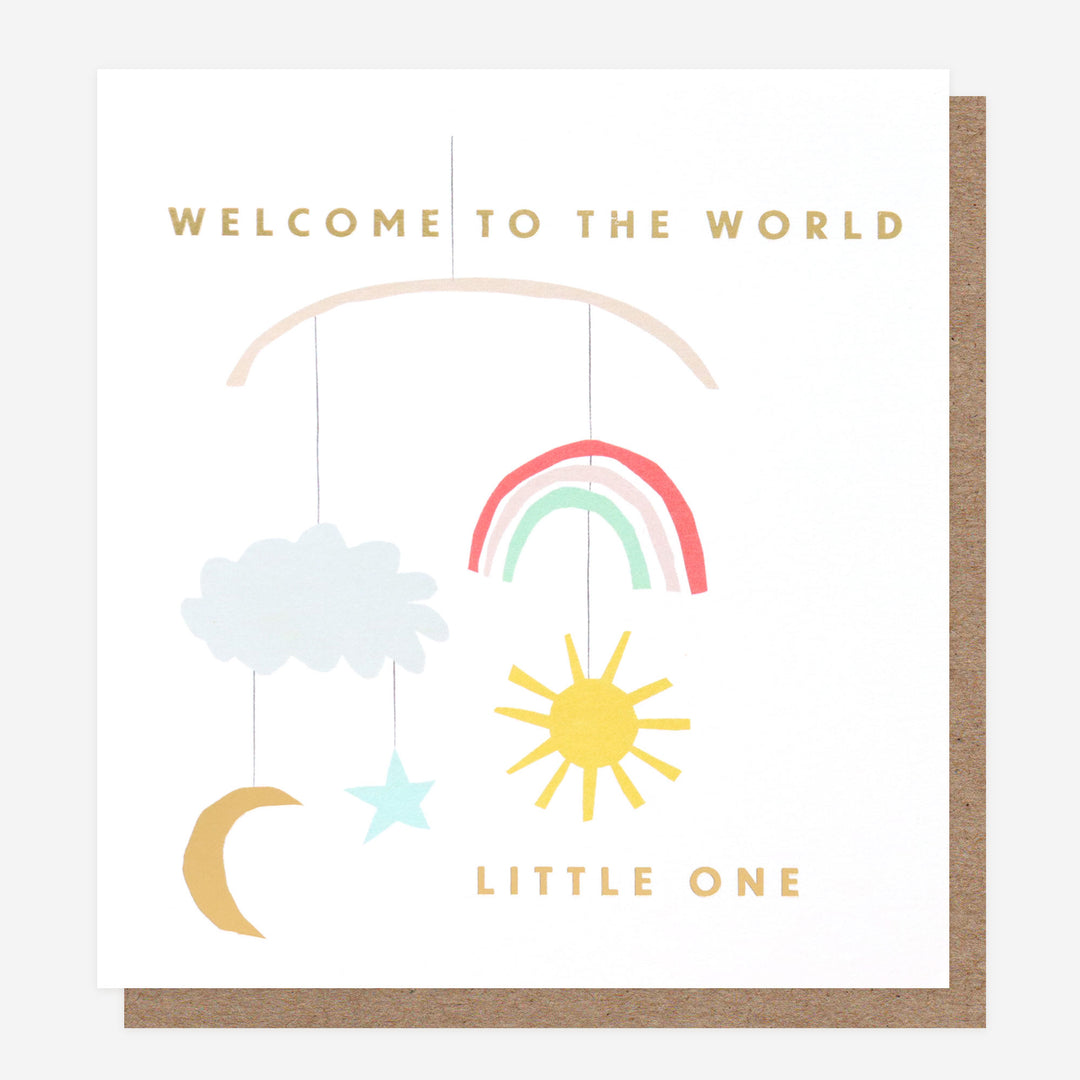 new baby card with rainbow sun moon and star