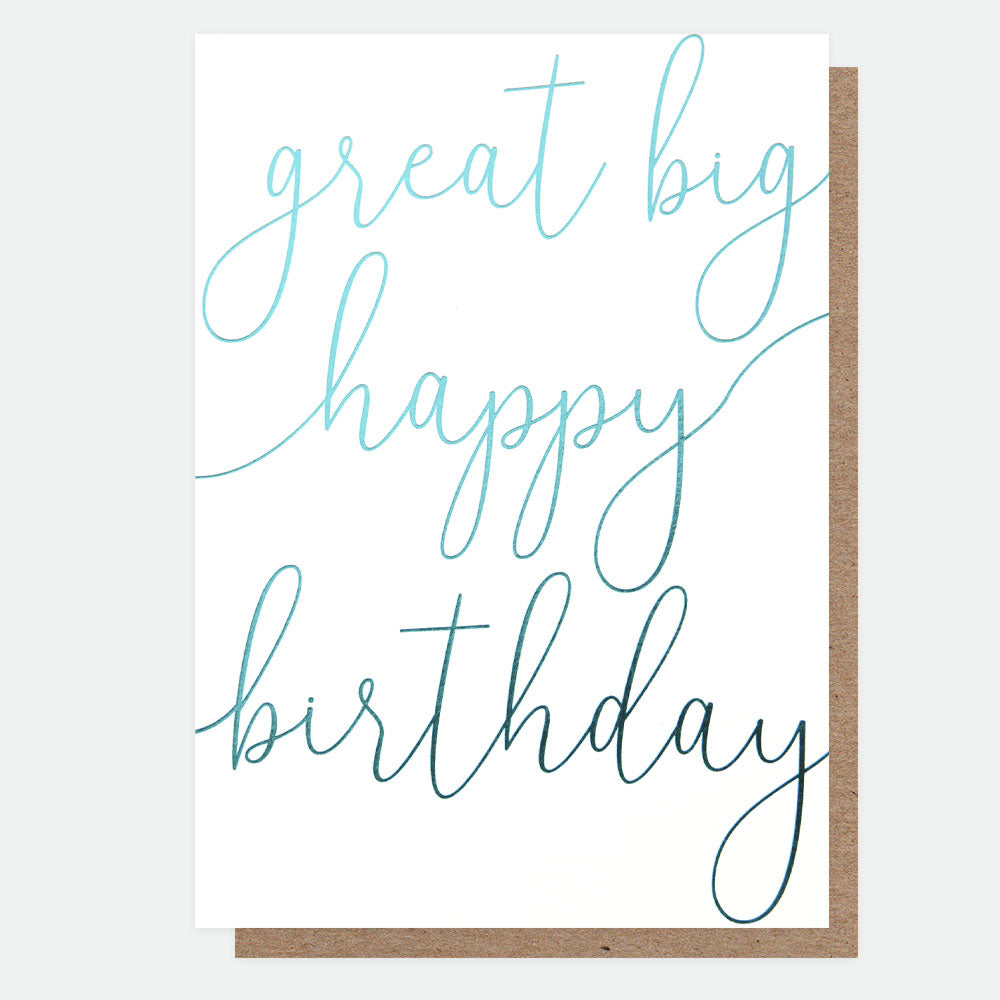 Blue Metallic Great Big Birthday Card, For Him Shout Out Single Cards, 1