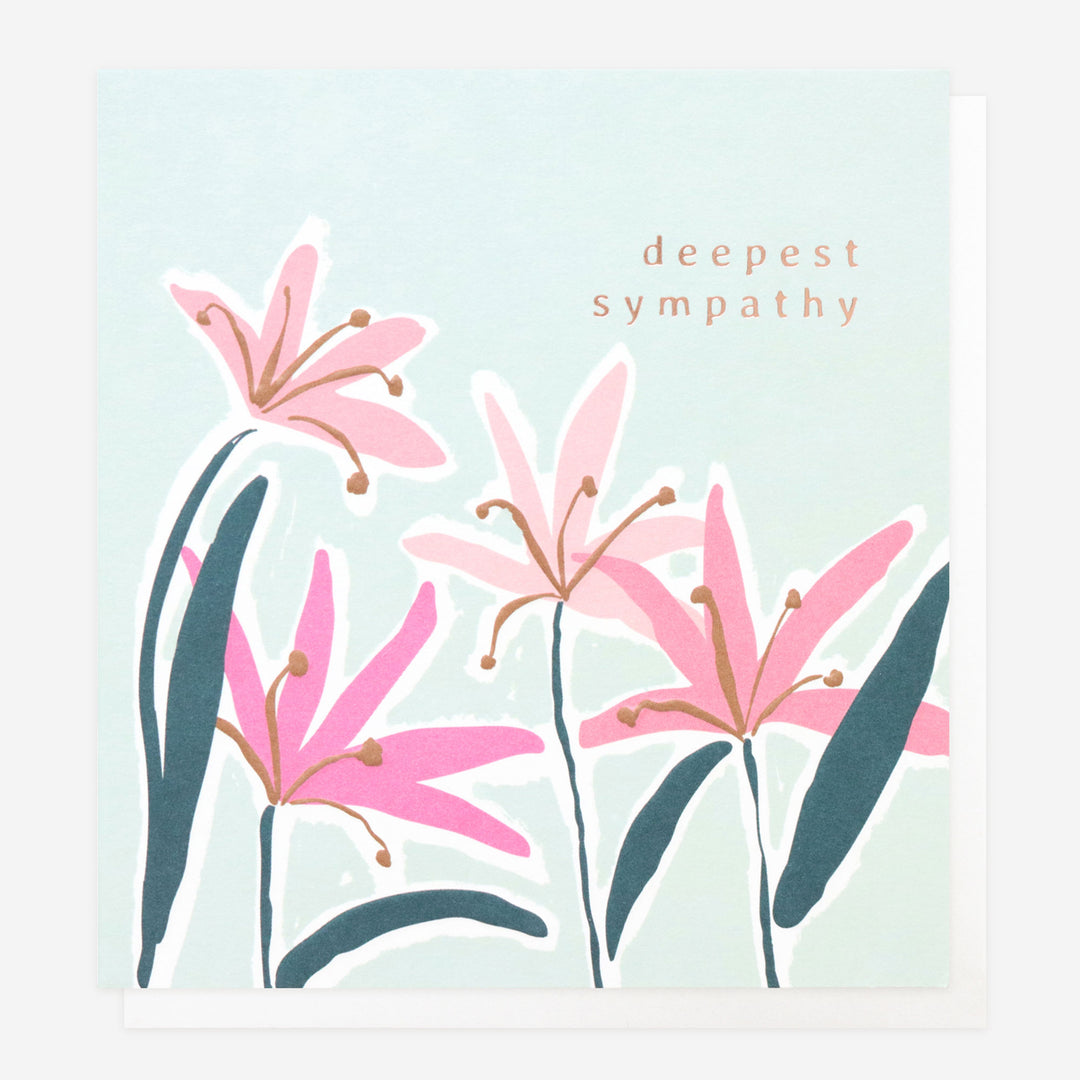 sympathy card with pink flowers