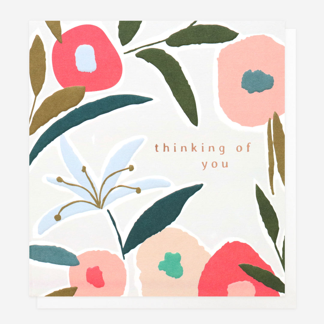 thinking of you card with colourful flowers 