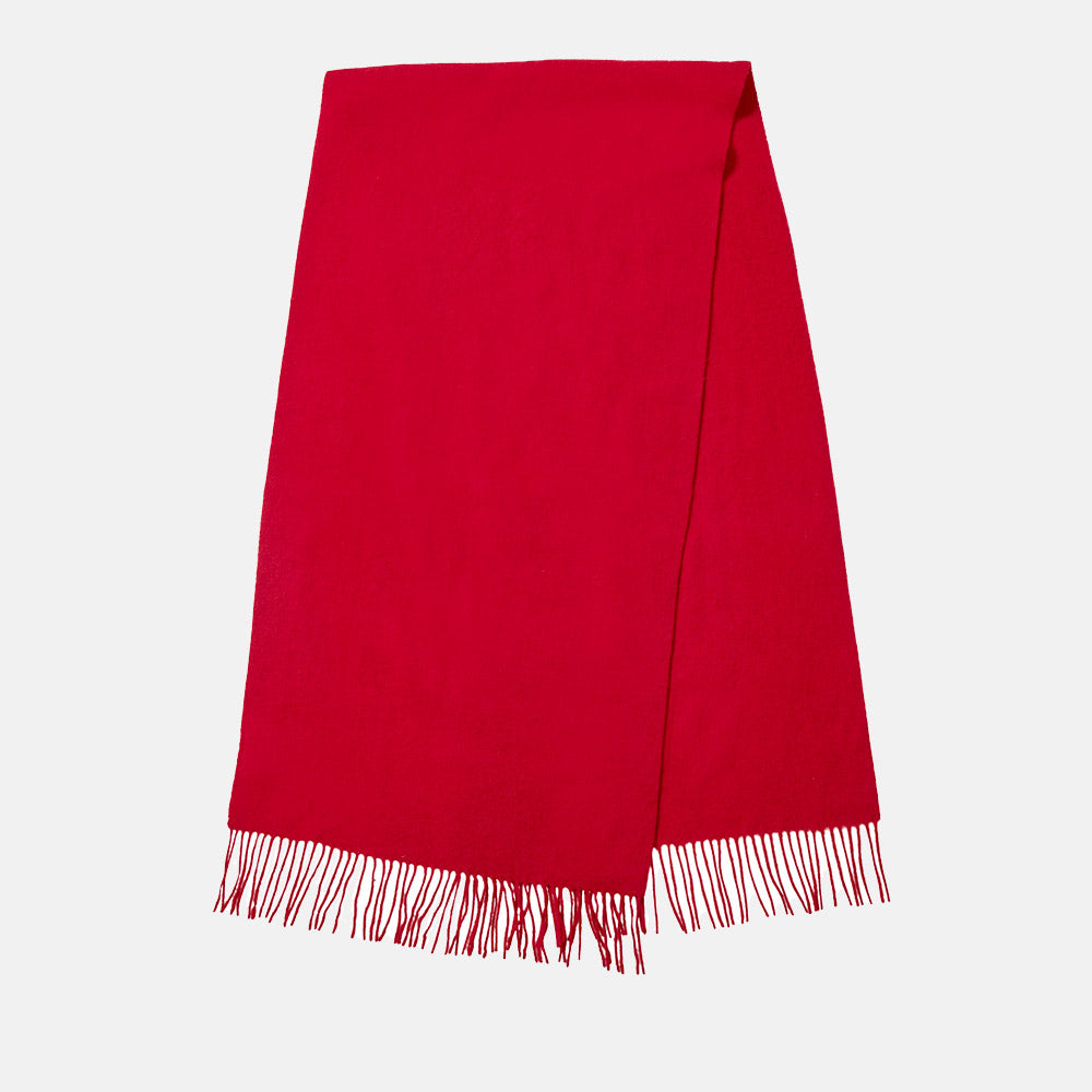 red 100% wool scarf with tassels, made by Beck Sondergaard