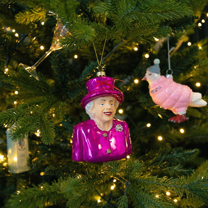 Pink Queen Elizabeth II Christmas Tree Decoration