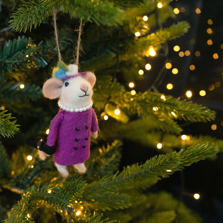 Purple Queen Mouse Felt Christmas Tree Decoration