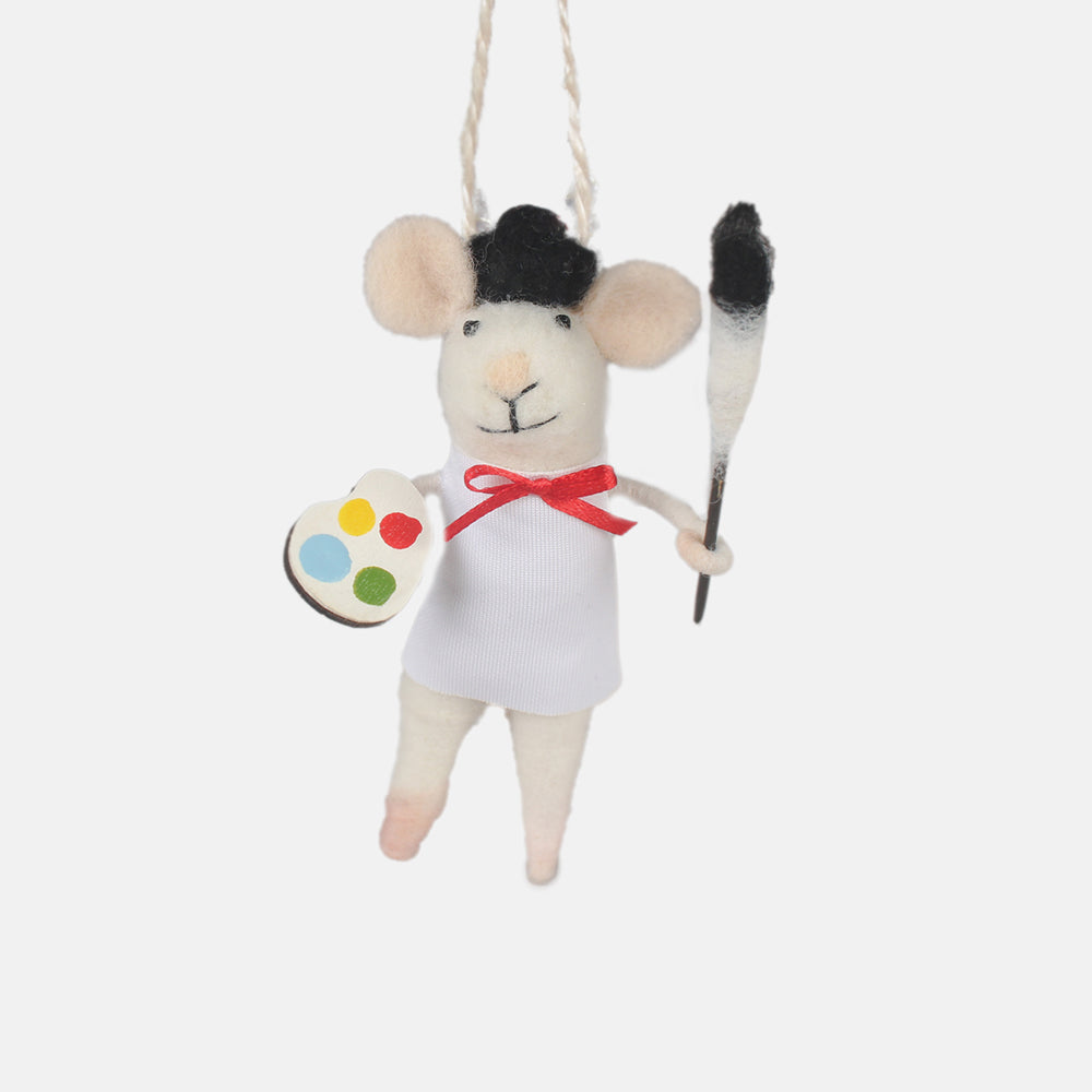 painter mouse felt hanging christmas decoration