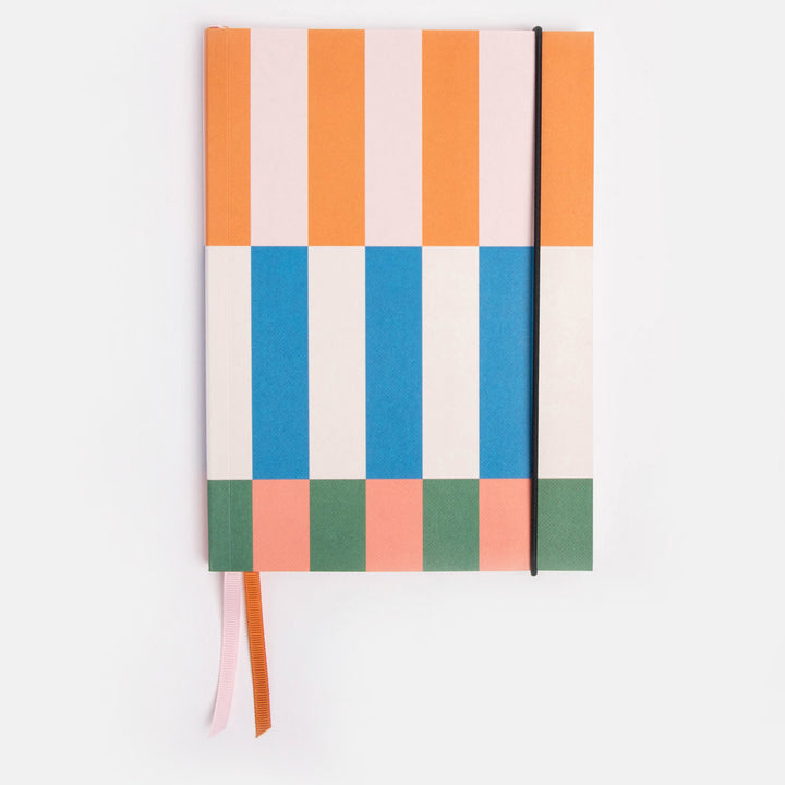 multi coloured stripes design soft cover A5 notebook