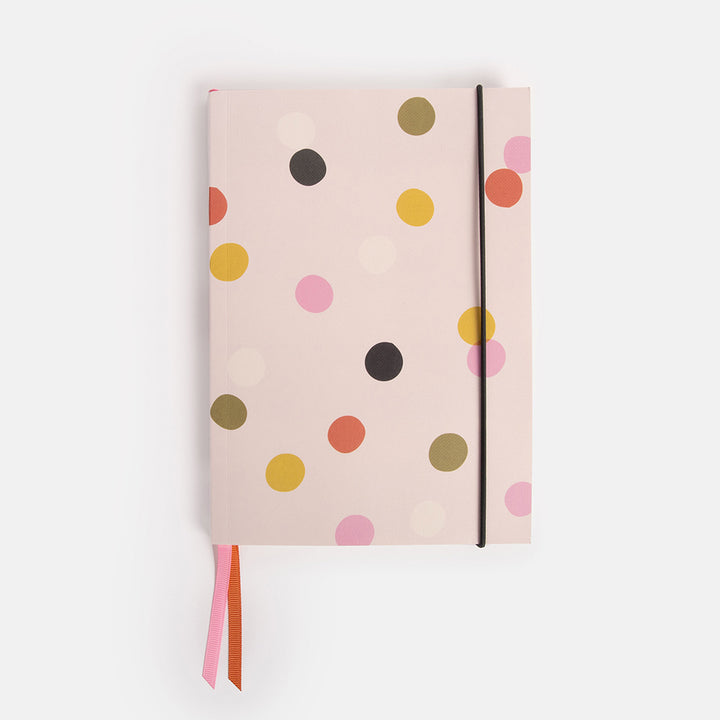 pale pink with colourful dots a5 soft cover lined notebook