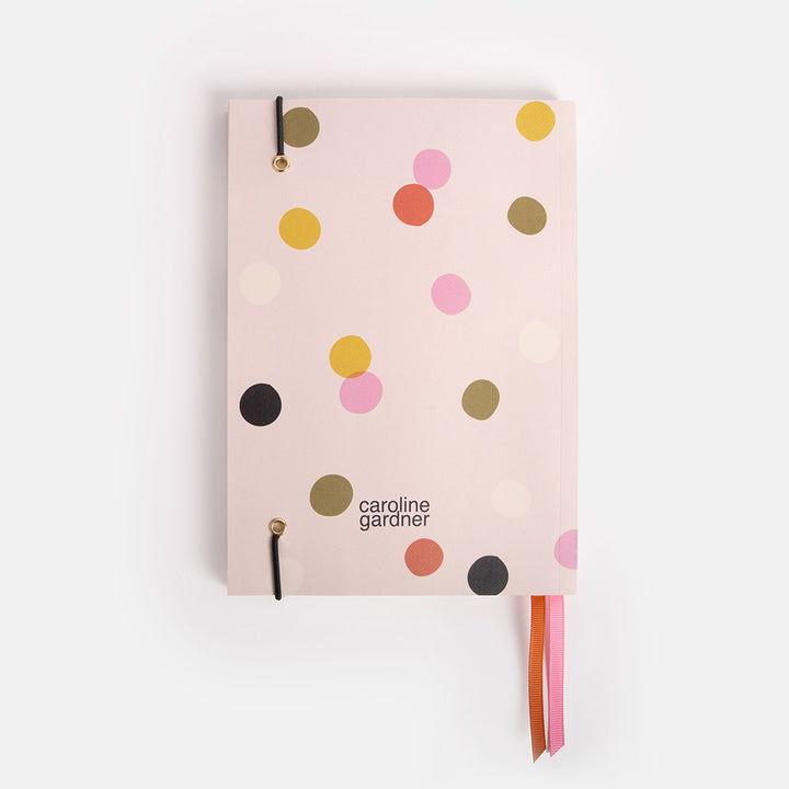 pale pink with colourful dots a5 soft cover lined notebook