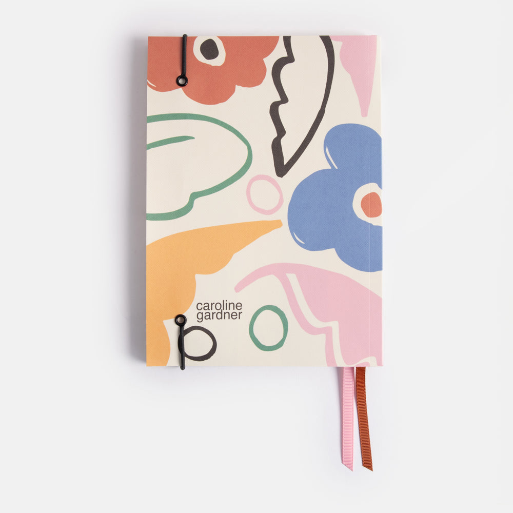 soft cover a5 lined notebook with colourful abstract botanicals print