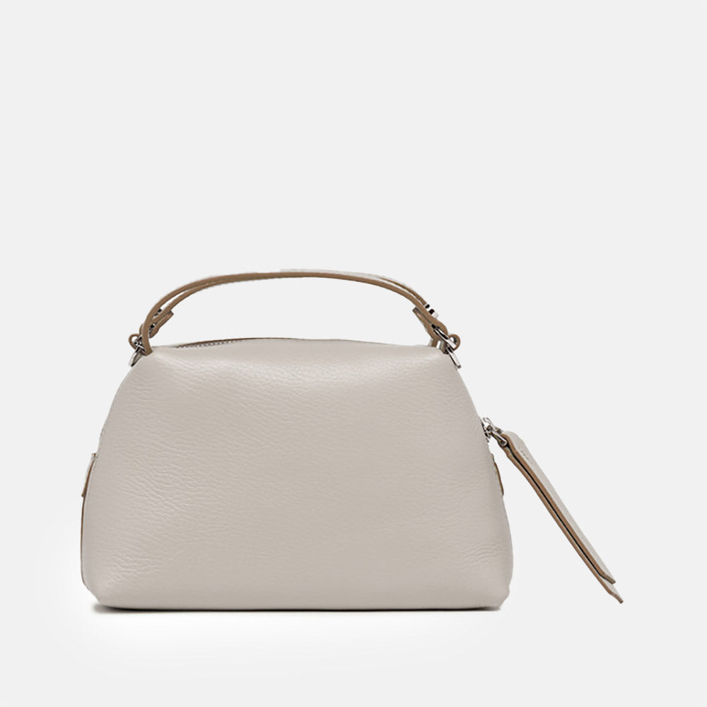 Lamb Grey Leather Small Alifa Crossbody Bag, Made in Italy by Gianni Chiarini