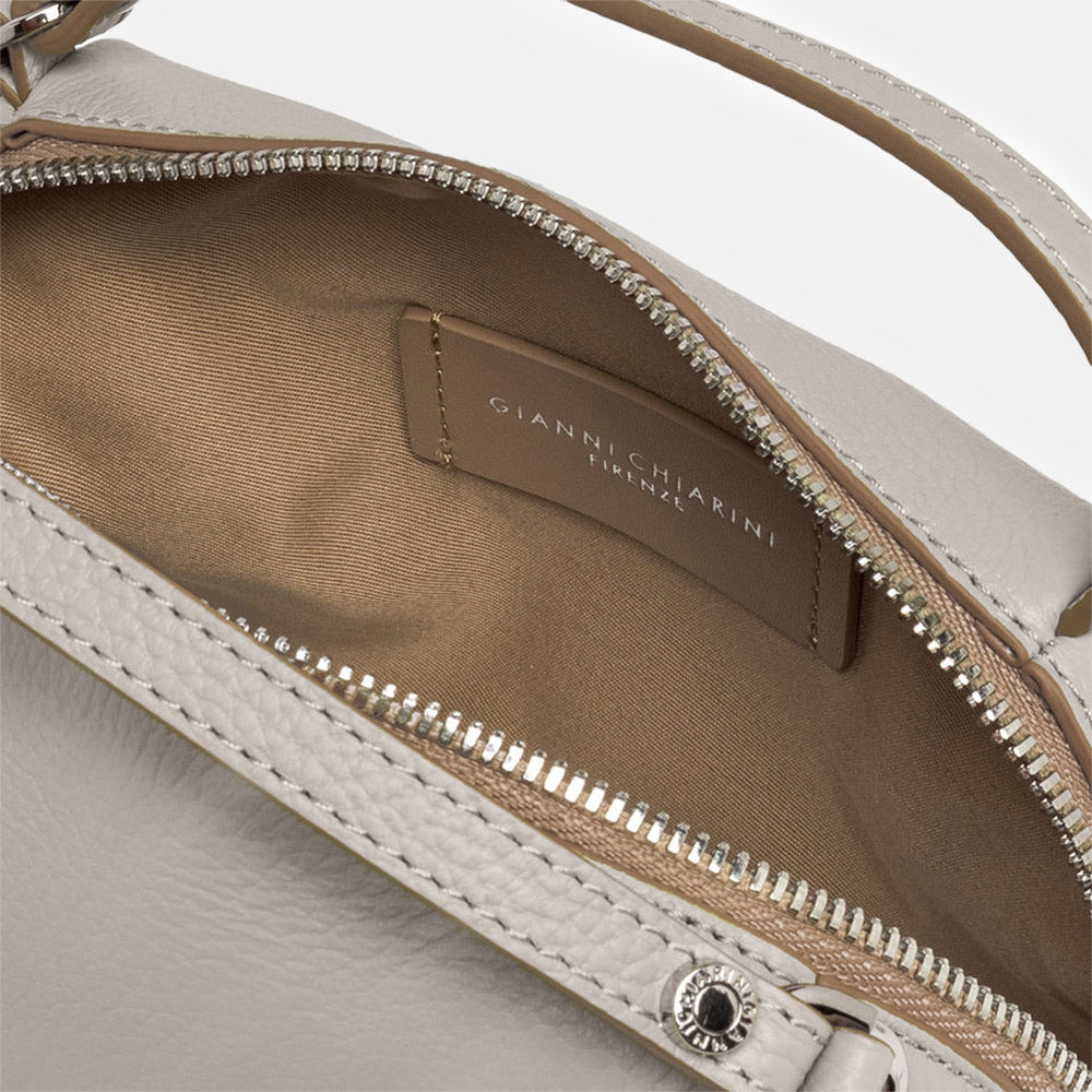 Lamb Grey Leather Small Alifa Crossbody Bag, Made in Italy by Gianni Chiarini