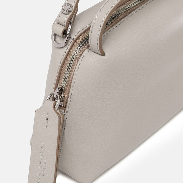 Lamb Grey Leather Small Alifa Crossbody Bag, Made in Italy by Gianni Chiarini