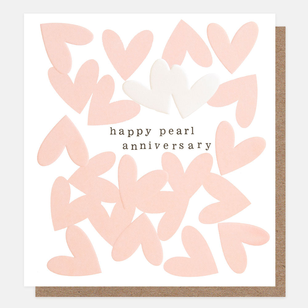 pink and pearl hearts pearl anniversary card