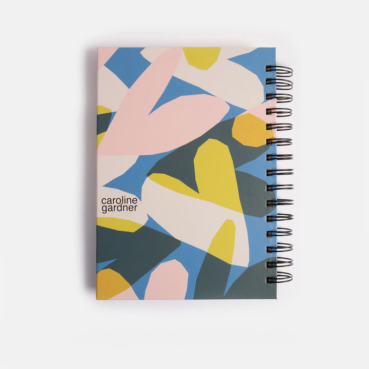 a5 spiral bound hardcover notebook with colourful confetti hearts design