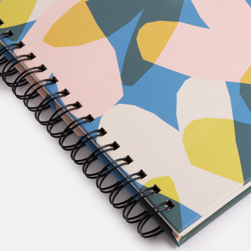 a5 spiral bound hardcover notebook with colourful confetti hearts design