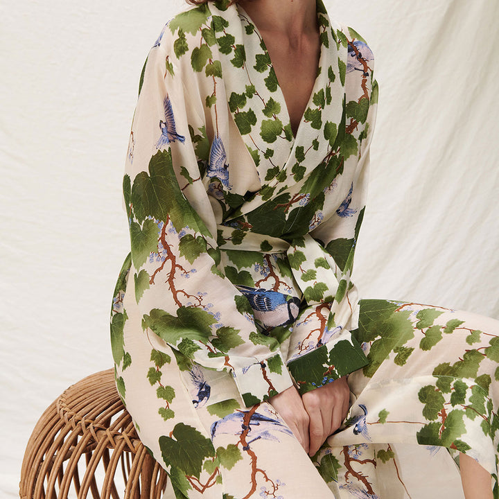 women's green acer print lightweight dressing gown, by One Hundred Stars