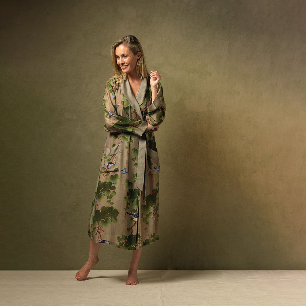 green acer on stone background dressing gown