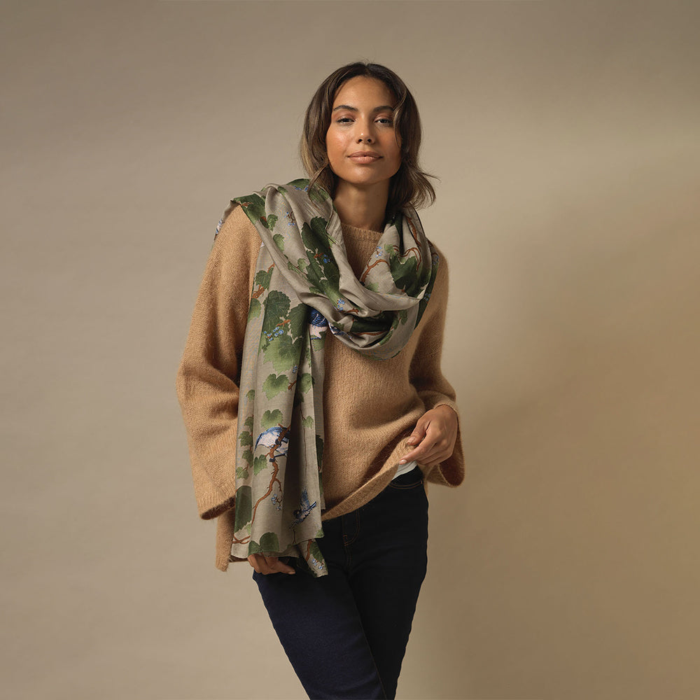 green acer on stone background scarf