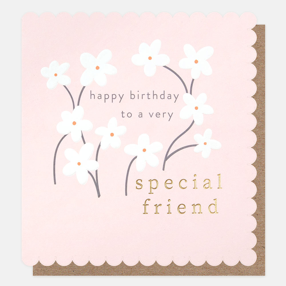 daisies on pink background happy birthday to a very special friend card