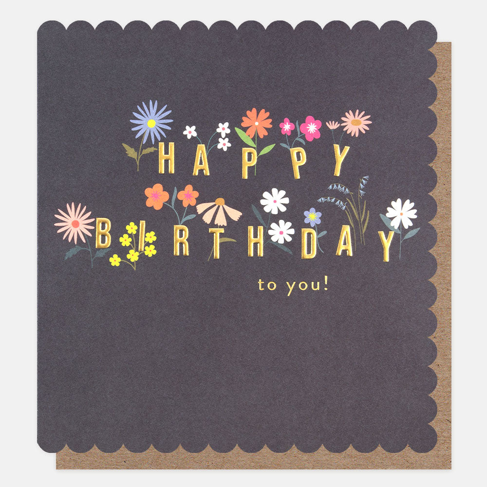 colourful flowers happy birthday to you card