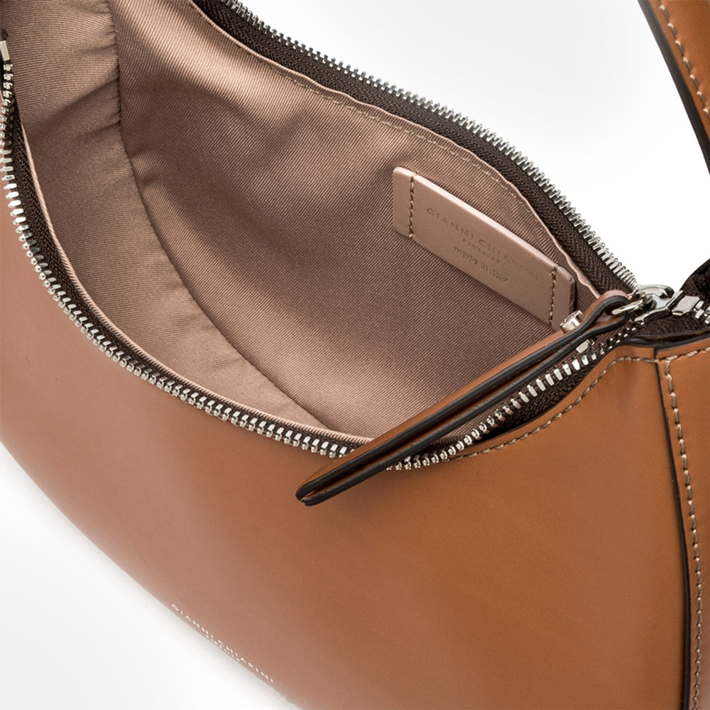 nut brown leather Bianca bag made in Italy by Gianni Chiarini
