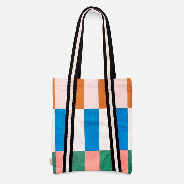 multi coloured stripes cotton canvas tote bag