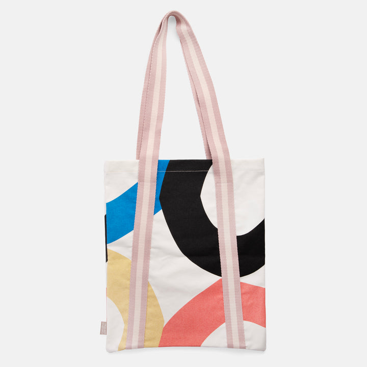 multi coloured loops design cotton canvas tote bag