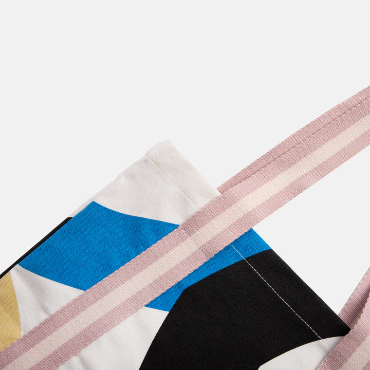 multi coloured loops design cotton canvas tote bag